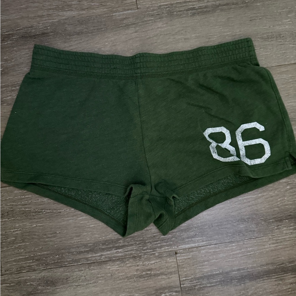PINK Victoria's Secret Dark Green Athletic Shorts with 86 Print Vintage Y2k